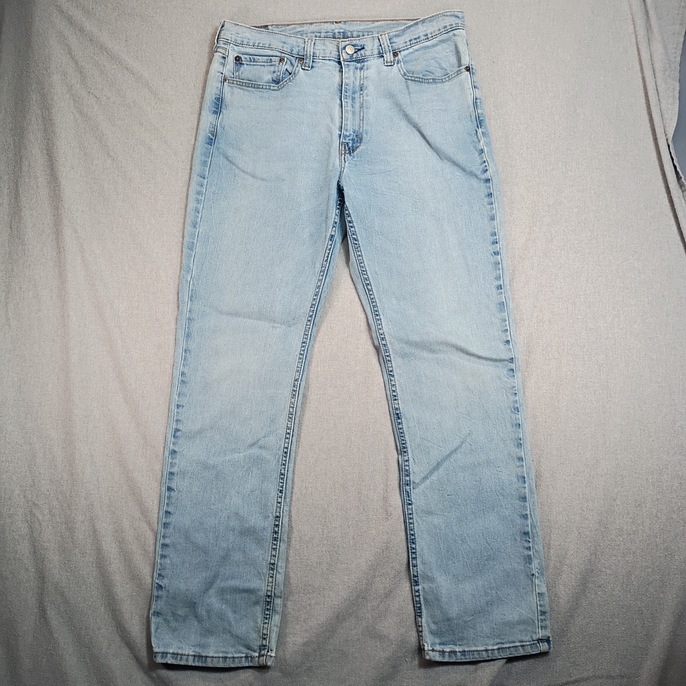 Levi's 514 Jeans Mens 34x32 Actual Size Light Wash Faded Blue Denim Straight Leg
